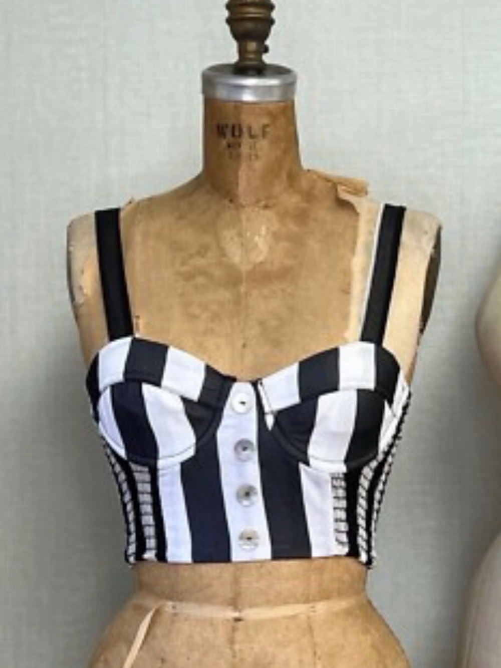 Vanessa Mooney Striped Black & White Crop Top